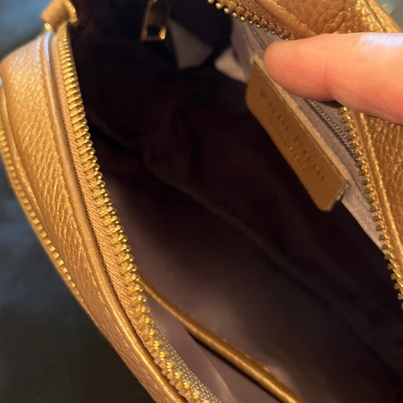 Gold Pebbled Crossbody Bag with Pom Pom - Picture 4 of 7